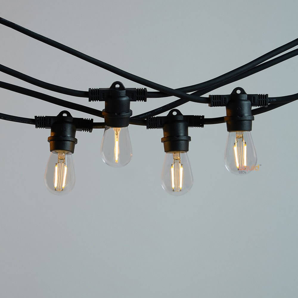 10m Black Festoon String Lights with 10 Bulb 240V Liquidleds, Festoon String, 10m-black-festoon