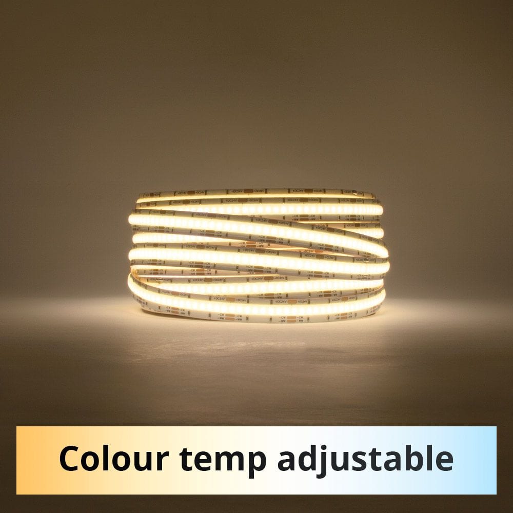 12mm | 24W/m DTW 2700K - 6500K | IP20 | COB Dot Free LED Strip Light-IP20 COB STRIP LIGHTING-Lighting Creations