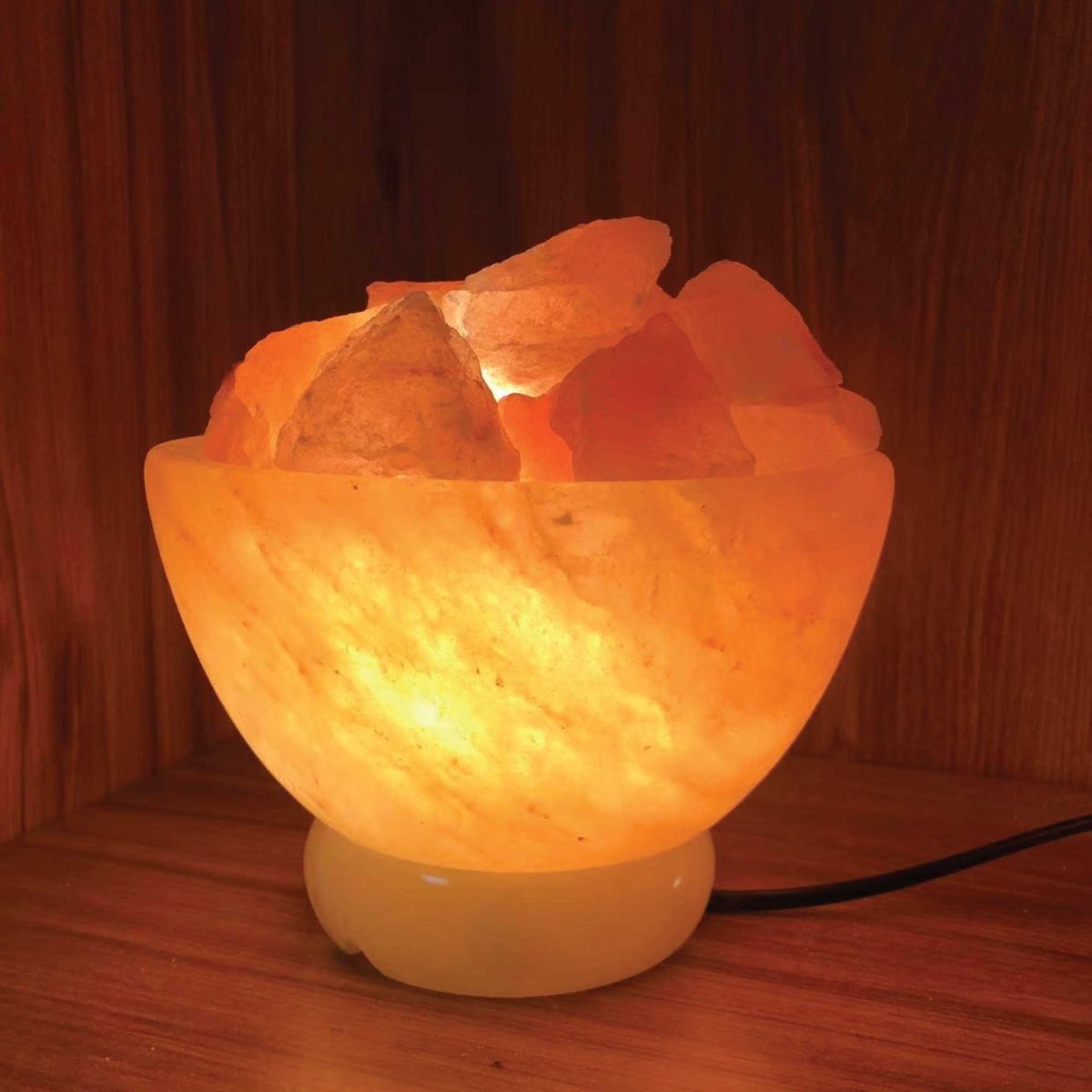 12V 12W Fire Bowl Himalayan Pink Salt Lamp Carved Rock Crystal Light Bulb On/Off - Home & Garden > Lighting - House