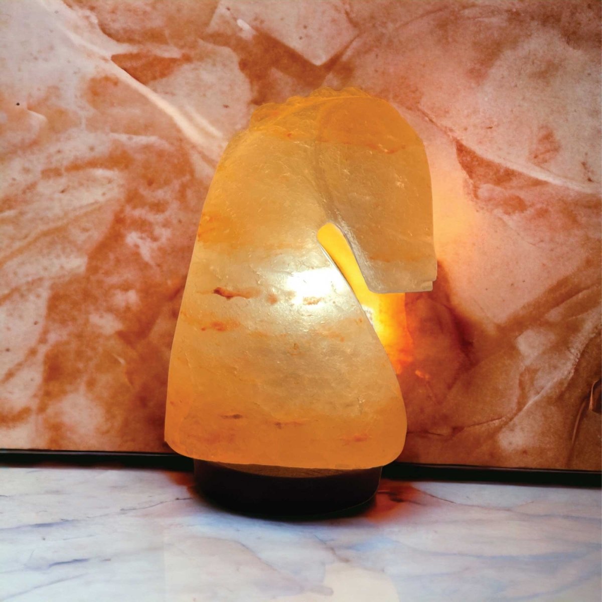 12V 12W Horse Himalayan Pink Salt Lamp Carved Knight Rock Crystal Light Bulb On/Off - Home & Garden > Lighting - House