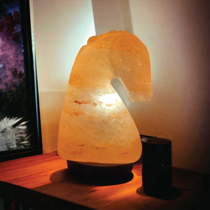 12V 12W Horse Himalayan Pink Salt Lamp Carved Knight Rock Crystal Light Bulb On/Off - Home & Garden > Lighting - House