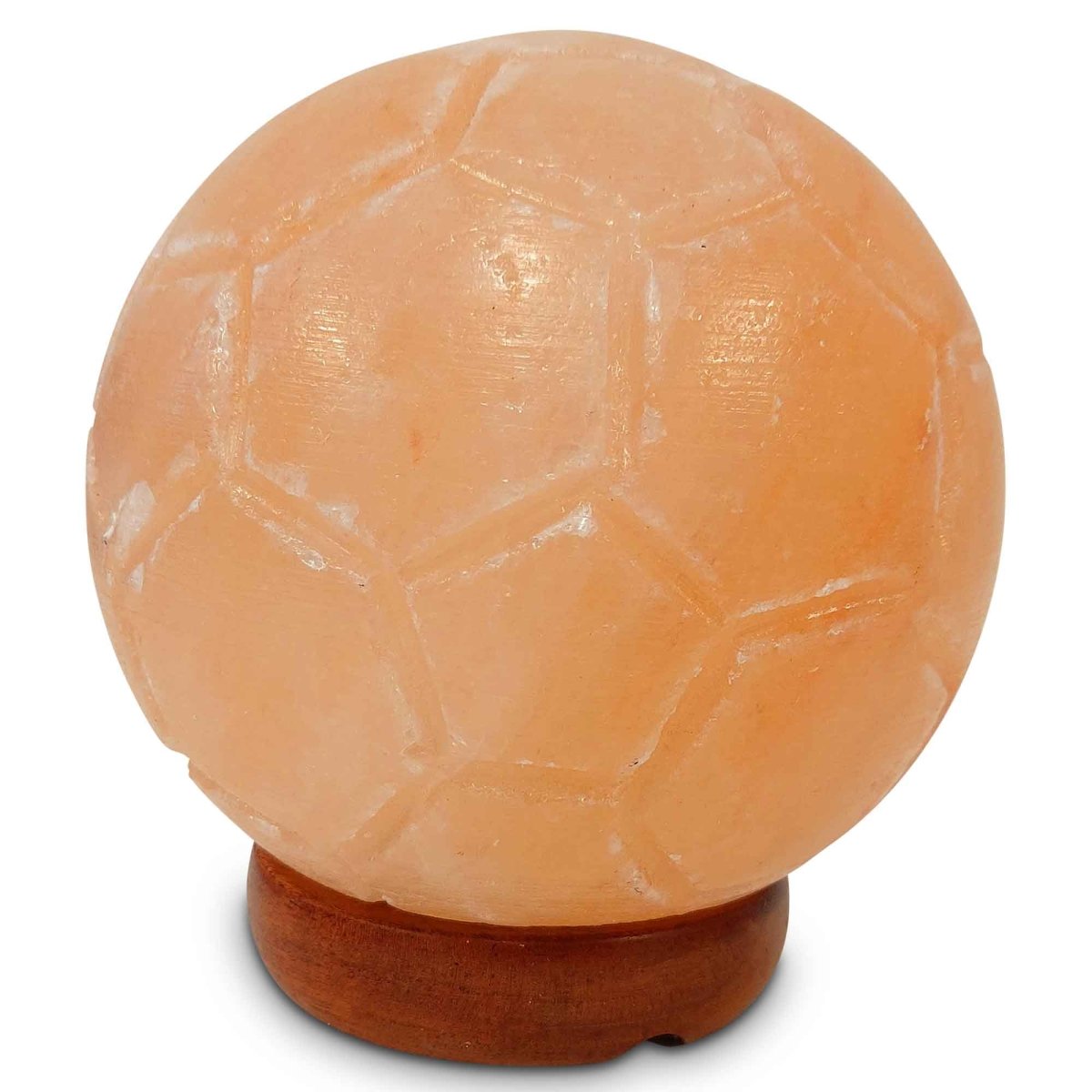 12V 12W Soccer Himalayan Pink Salt Lamp Carved Ball Rock Crystal Light Bulb On/Off - Home & Garden > Lighting - House