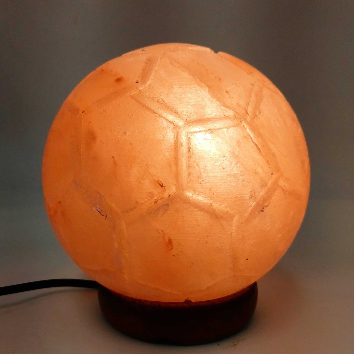 12V 12W Soccer Himalayan Pink Salt Lamp Carved Ball Rock Crystal Light Bulb On/Off - Home & Garden > Lighting - House