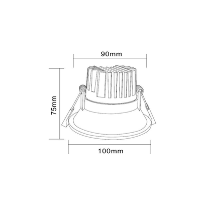 12W Black Tri-Colour Trimless Aluminium LED Downlight 90mm cut out