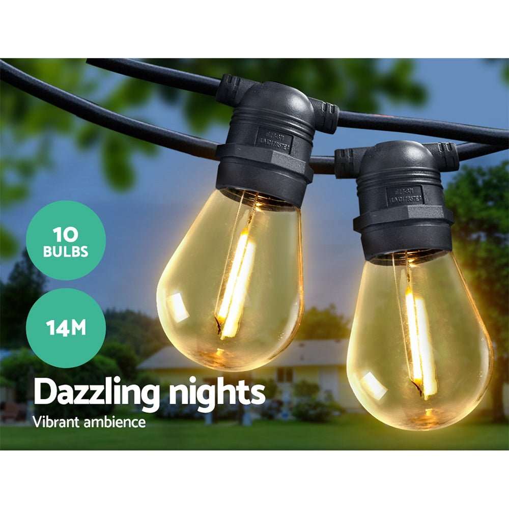 14m LED Festoon String Lights 10 Bulbs S14 Plug in Kit Dropli, Occasions > Lights, jingle-jollys-14m-led-festoon-string-lights-10-bulbs-kits-wedding-party-christmas-s14