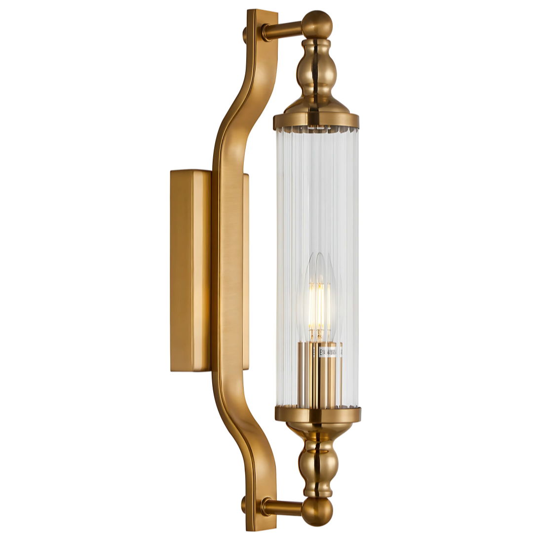 ÄLDRIG Antique Brass Interior Glass Wall Light