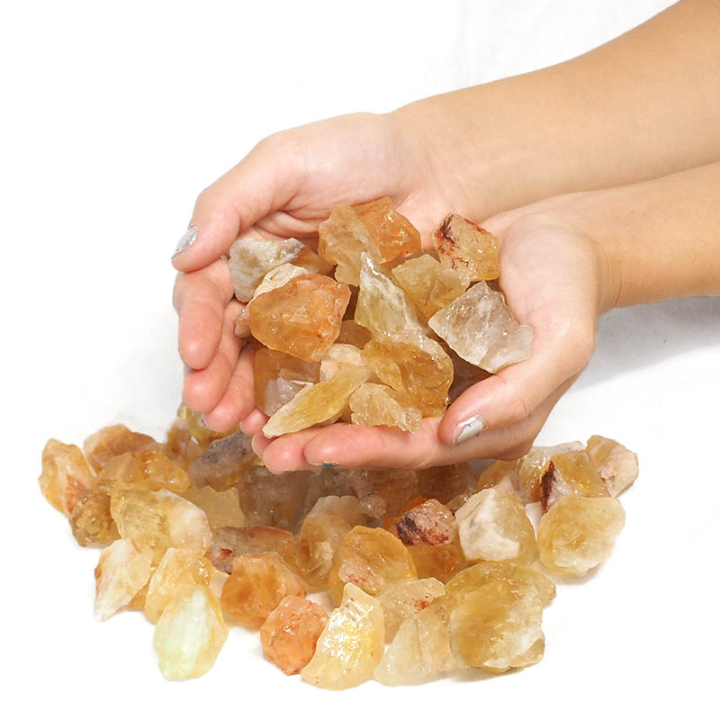 Selenite Fire Bowl With Citrine Rough on Large LED Base