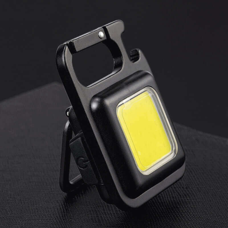 Mini waterproof LED pocket torch with keychain, USB charging, 800 lumens, COB work light for wide angle lighting and emergency use