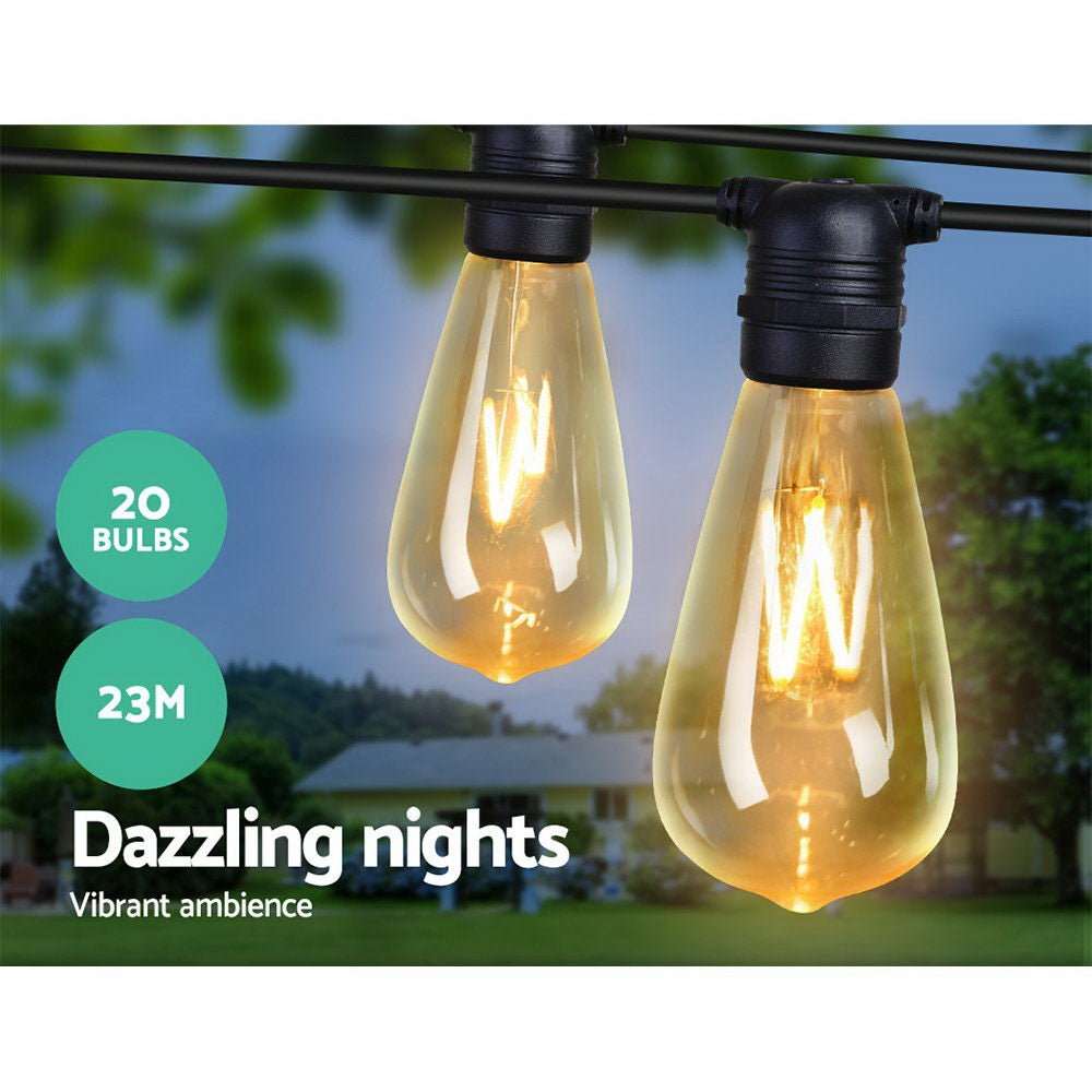 23m LED Festoon String Lights 20 ST64 Bulbs Plug in Kits Dropli, Occasions > Lights, jingle-jollys-23m-led-festoon-string-lights-20-bulbs-kits-wedding-party-christmas-st64