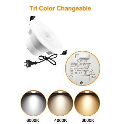 MOTION SENSOR 10W Tri-Colour Select LED Downlight 90mm cut out