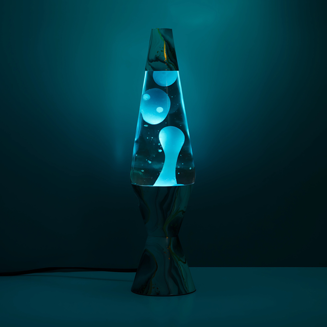 Lava Lamp Diamond Motion Blue Marble - 37cm Tall