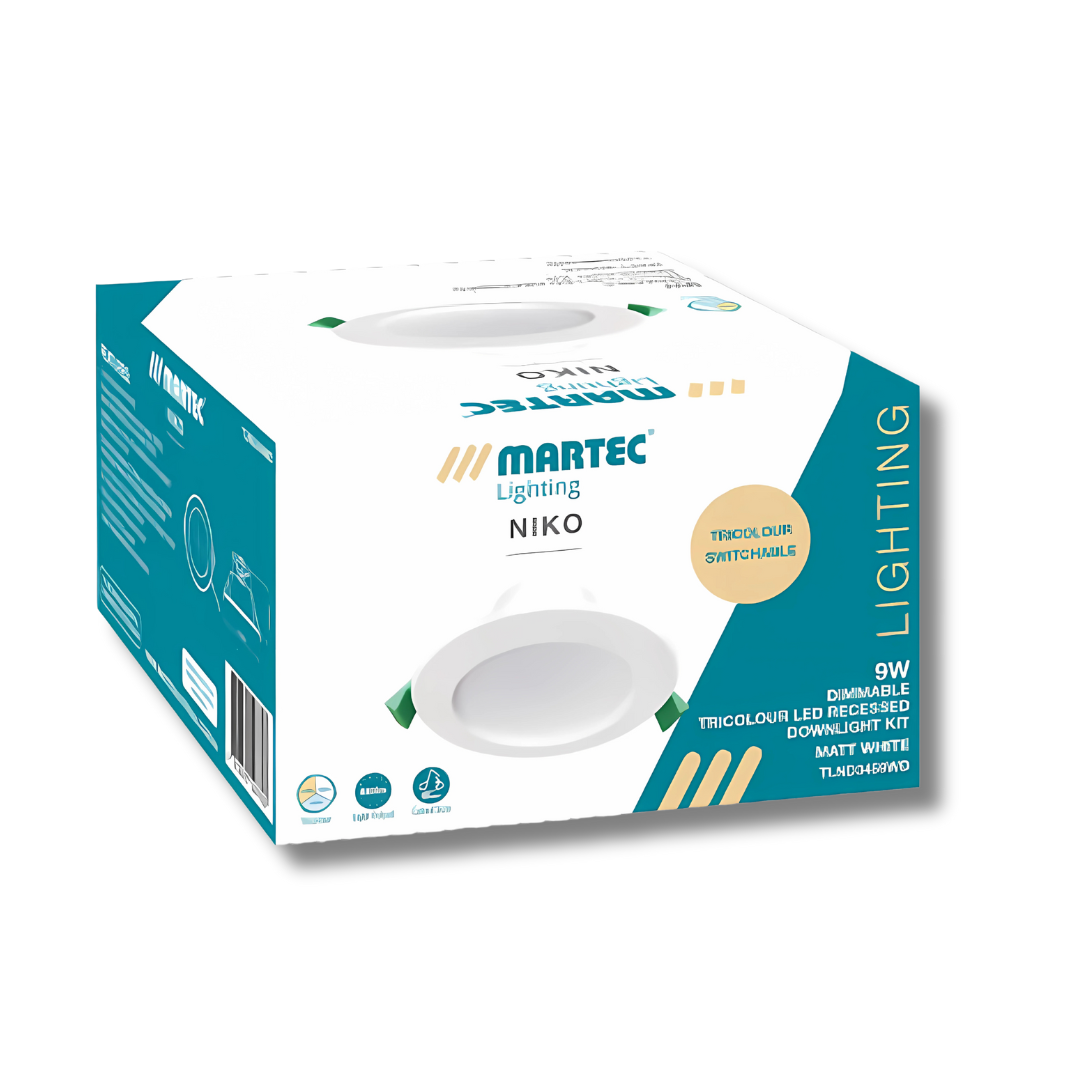 Martec Niko 9w Recessed Tricolour LED Downlight 90mm cut out