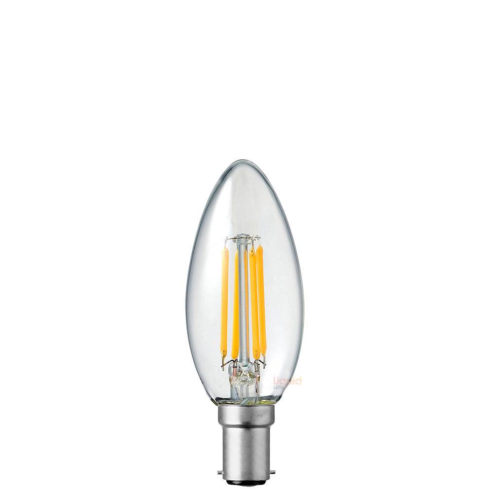 4W 12 Volt DC Candle Dimmable LED Bulb (B15) Clear in Warm White-Candle Bulbs-Liquidleds