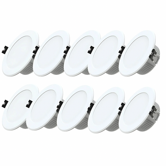 10PK RENO SLIM 10W Tri-Colour Dimmable LED Downlight 90mm Cut Out