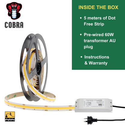 8mm | 10W/m 3000ºK | IP20 | COB Flexible LED Strip Light-Light Ropes & Strings-Lighting Creations