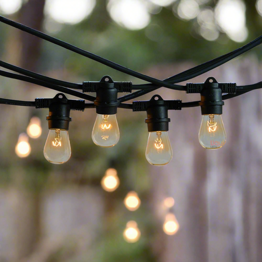 20m Black Festoon String Lights with 20 Bulb Plug in Kit