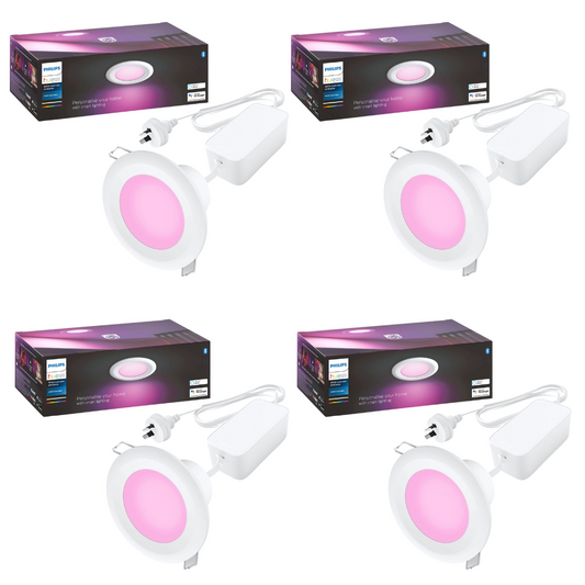 4 Pack Philips Hue Akari White Colour & Ambience Downlight 90mm