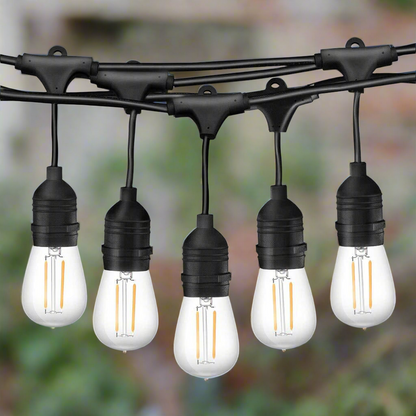 100m Black Hanging Festoon String Lights with 100 Bulb Plug in Kit