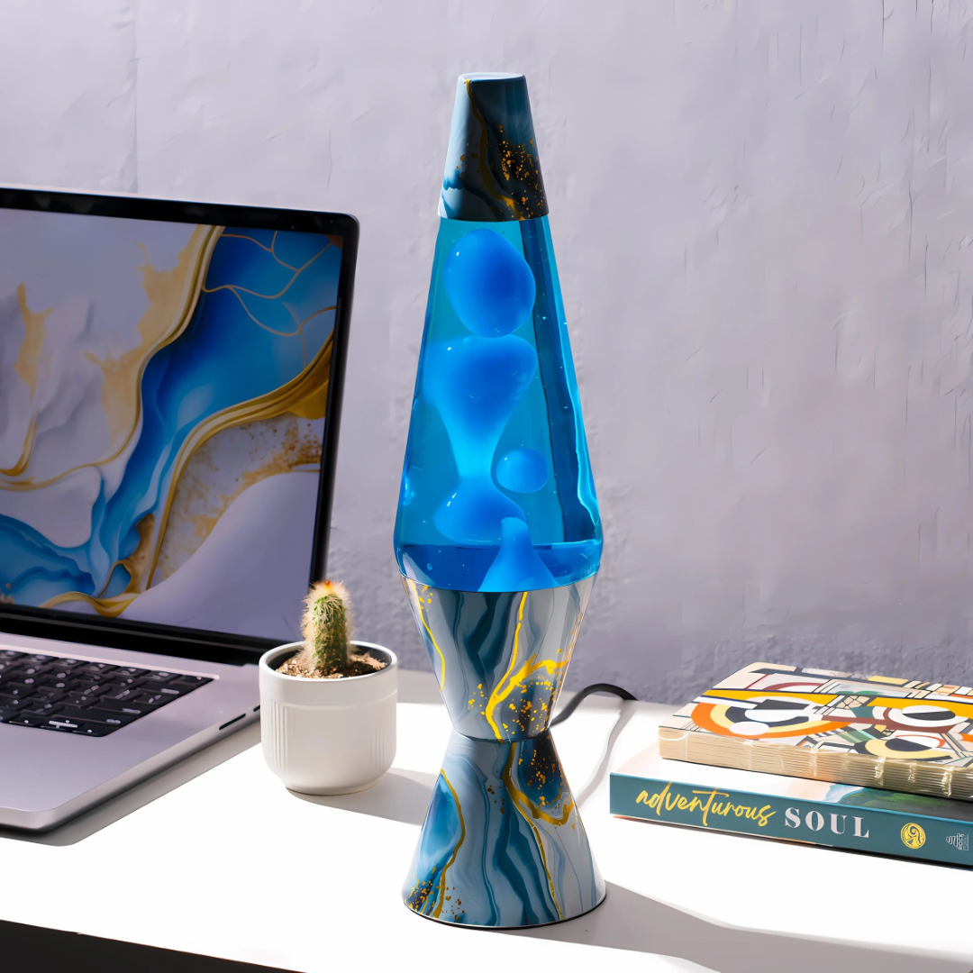 Lava Lamp Diamond Motion Blue Marble - 37cm Tall