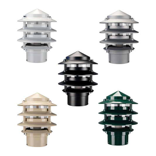 Domus BL-100 - Three Tier Bollard Head Garden Light Powder Coated Finish