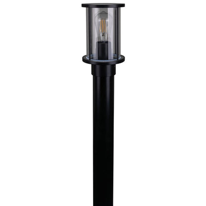 Domus BL-400-1M-KIT - Cylindrical Bollard Head 1M Kit Garden Light Black - Clear/Frost