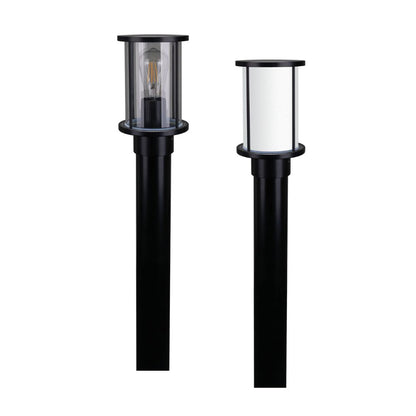 Domus BL-400-1M-KIT - Cylindrical Bollard Head 1M Kit Garden Light Black - Clear/Frost