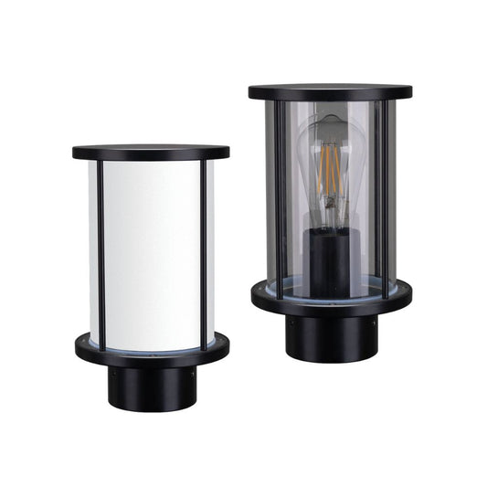 Domus BL-400 - Cylindrical Bollard Head Garden Light Black - Clear/Frost