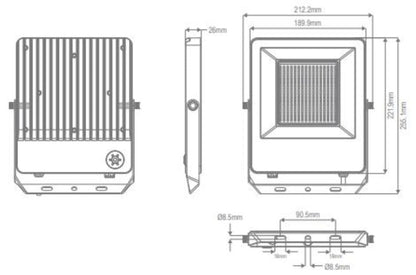 Domus BLAZE-PRO - 50/70/100W LED Tri-Colour Power Selectable Sensor Adaptable Small Size DIY Floodlight IP66