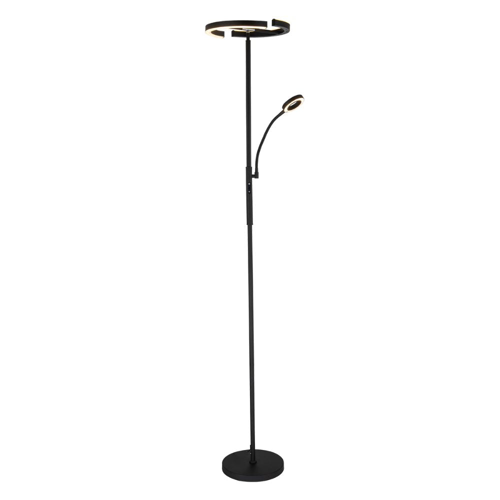 Domus CYCLOPS - 20W+7W LED 4-CCT Switchable Push Dimmable Mother & Child Uplighter Floor Lamp Black