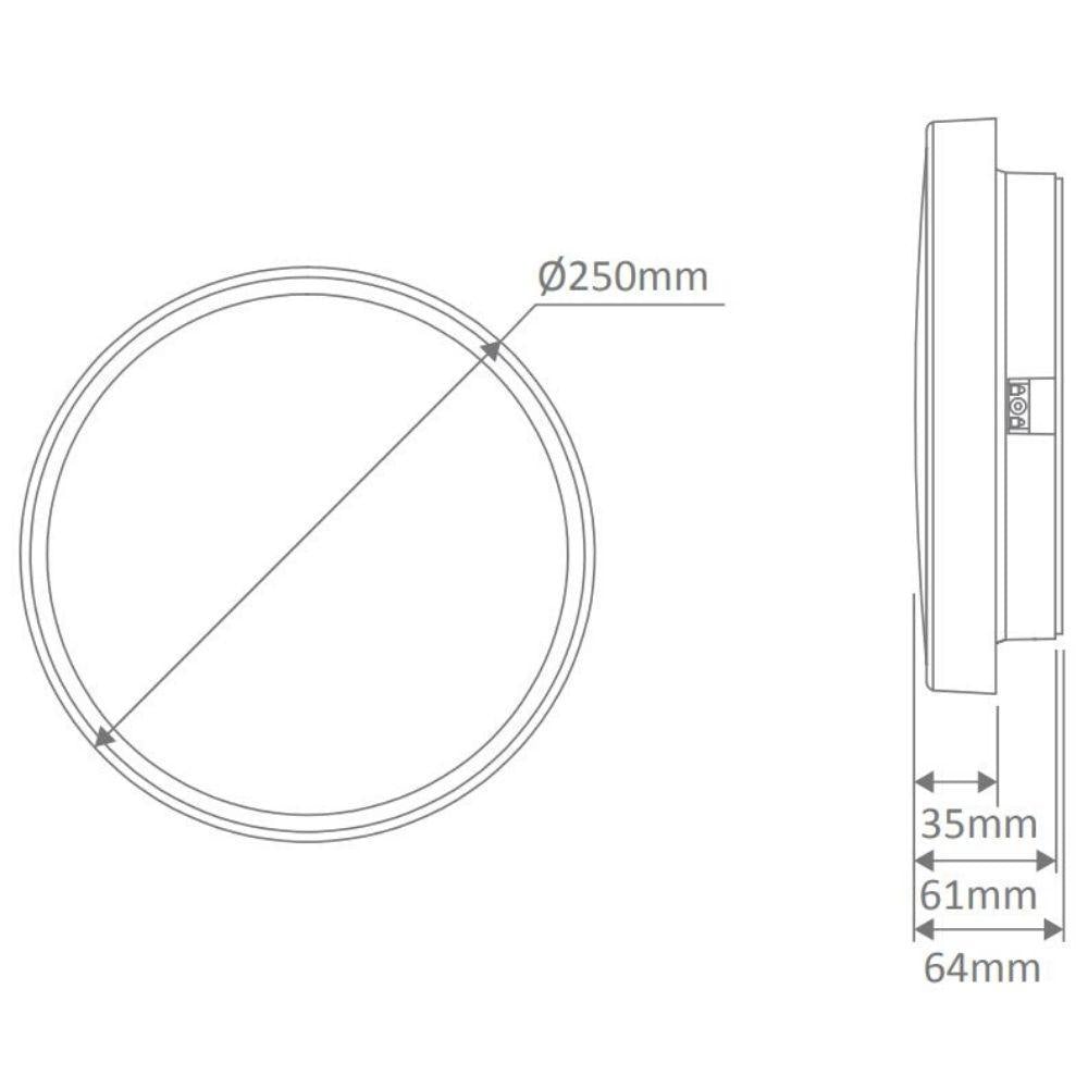 Domus EASY - 10W/18W/25W LED Tri-Colour Dimmable Round 250/300/400mm Ceiling Light IP54