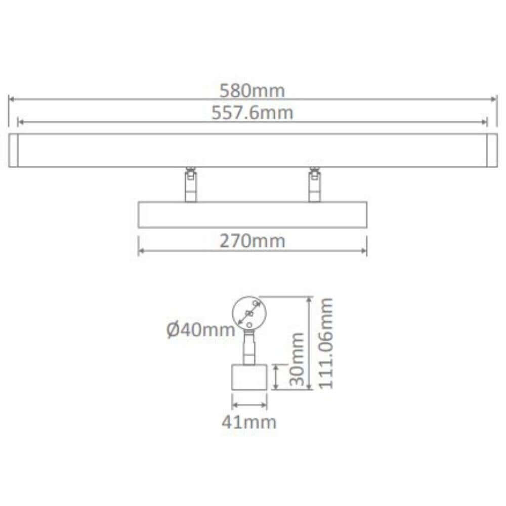 Domus MIRROR - 10W LED Tri-Colour 580mm Wall Vanity or Picture Light