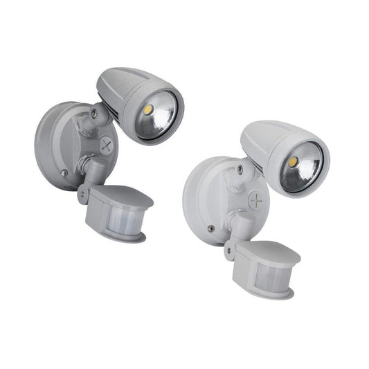 Domus MURO-13S - Twin Pack 13W LED Single Head Exterior Spotlight With Sensor Silver