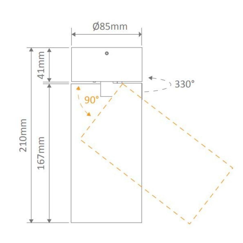 Domus PISTOL-15/25-TRIO - 15W/25W LED Tri-Colour Dimmable Adjustable Surface Mount Downlight