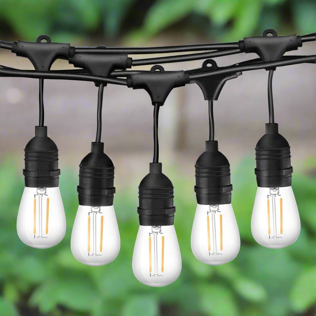 40m Black Hanging Festoon String Lights with 40 Bulb Plug in Kit