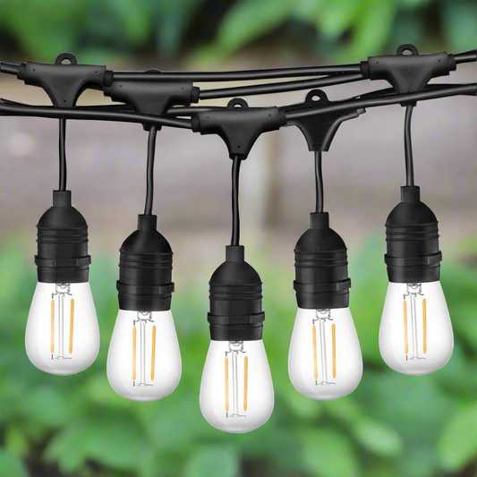 40m Black Hanging Festoon String Lights with 40 Bulb Plug in Kit