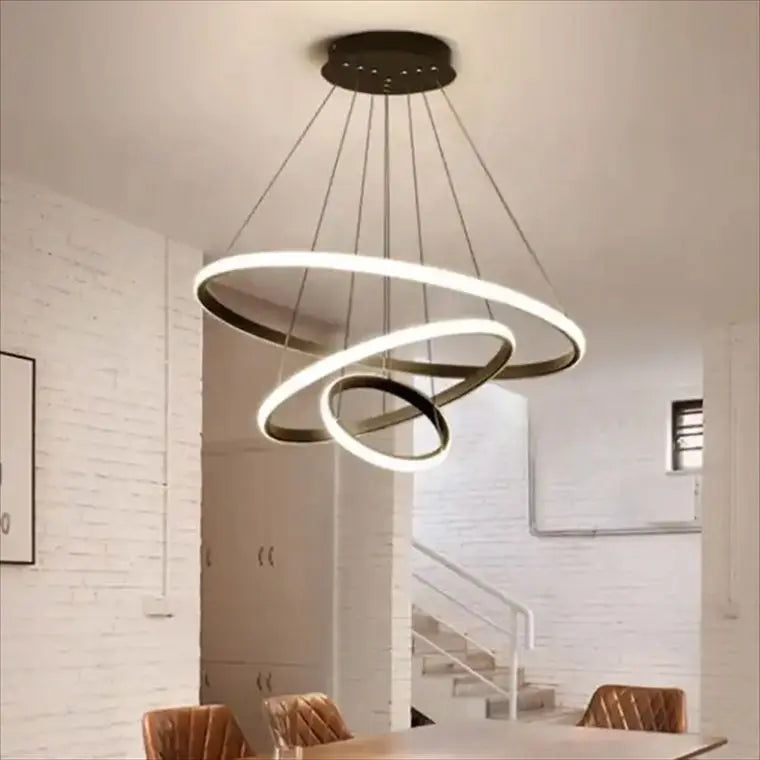 NOVA 3-Ring Black LED Tri-Colour Pendant Light