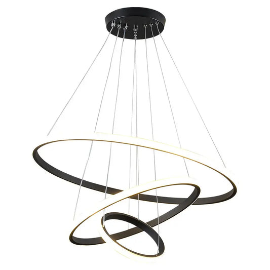 NOVA 3-Ring Black LED Tri-Colour Pendant Light