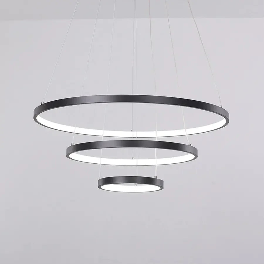 NOVA 3-Ring Black LED Tri-Colour Pendant Light