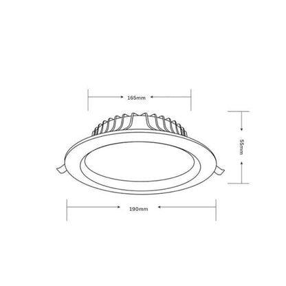 20W Tri-Colour Dimmable LED Downlight 160mm cut out