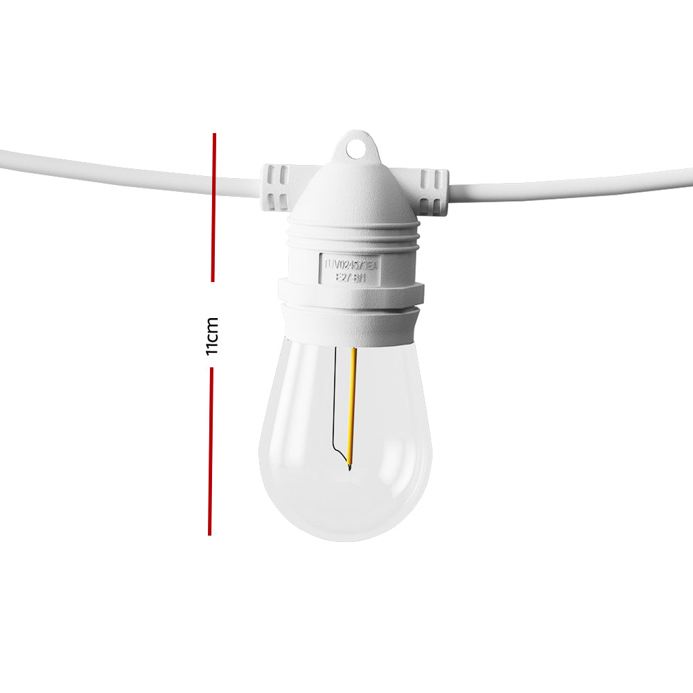 23m White Festoon String Lights with 20 Bulb Plug in Kit