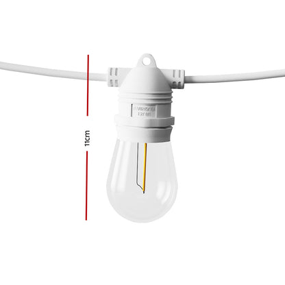 23m White Festoon String Lights with 20 Bulb Plug in Kit