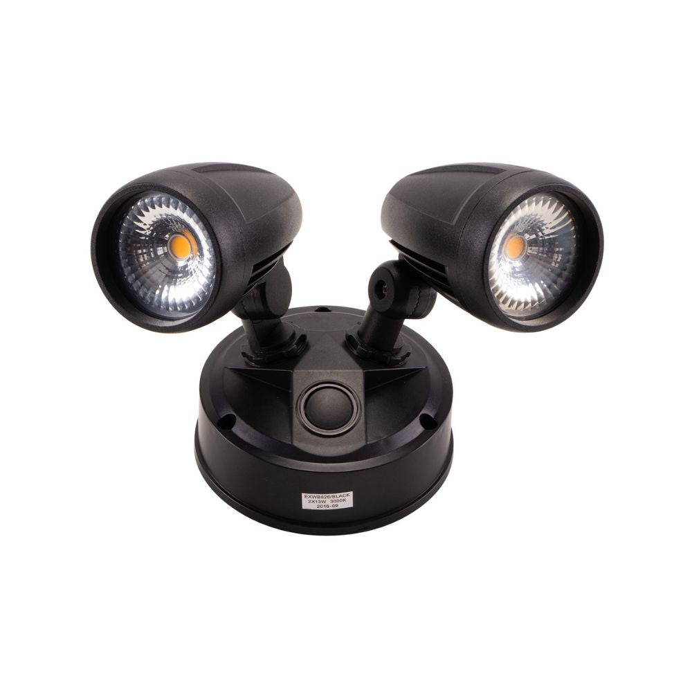 Lummax EXWB826 - 26W LED Single Colour Twin Head Exterior Spotlight IP54