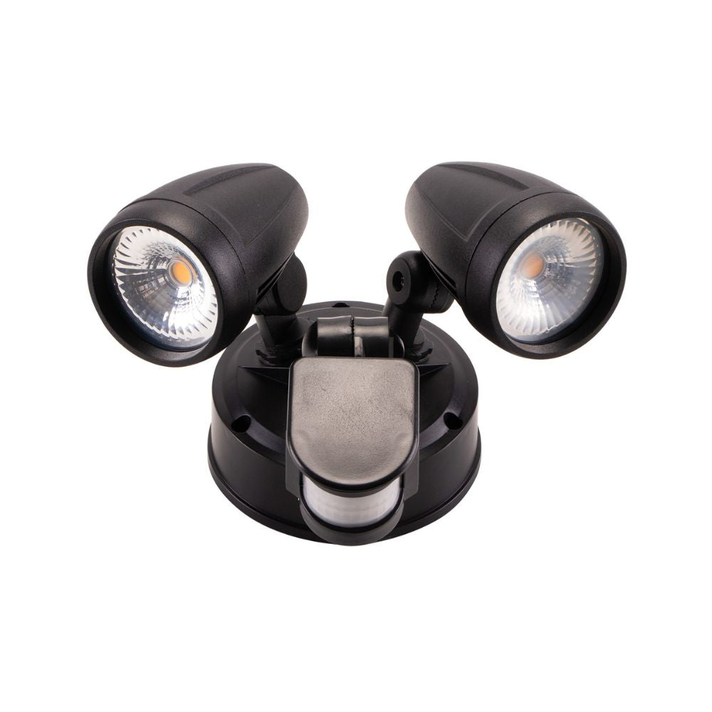 Lummax EXWB826S - 26W LED Single Colour Twin Head Exterior Spotlight With Sensor IP44