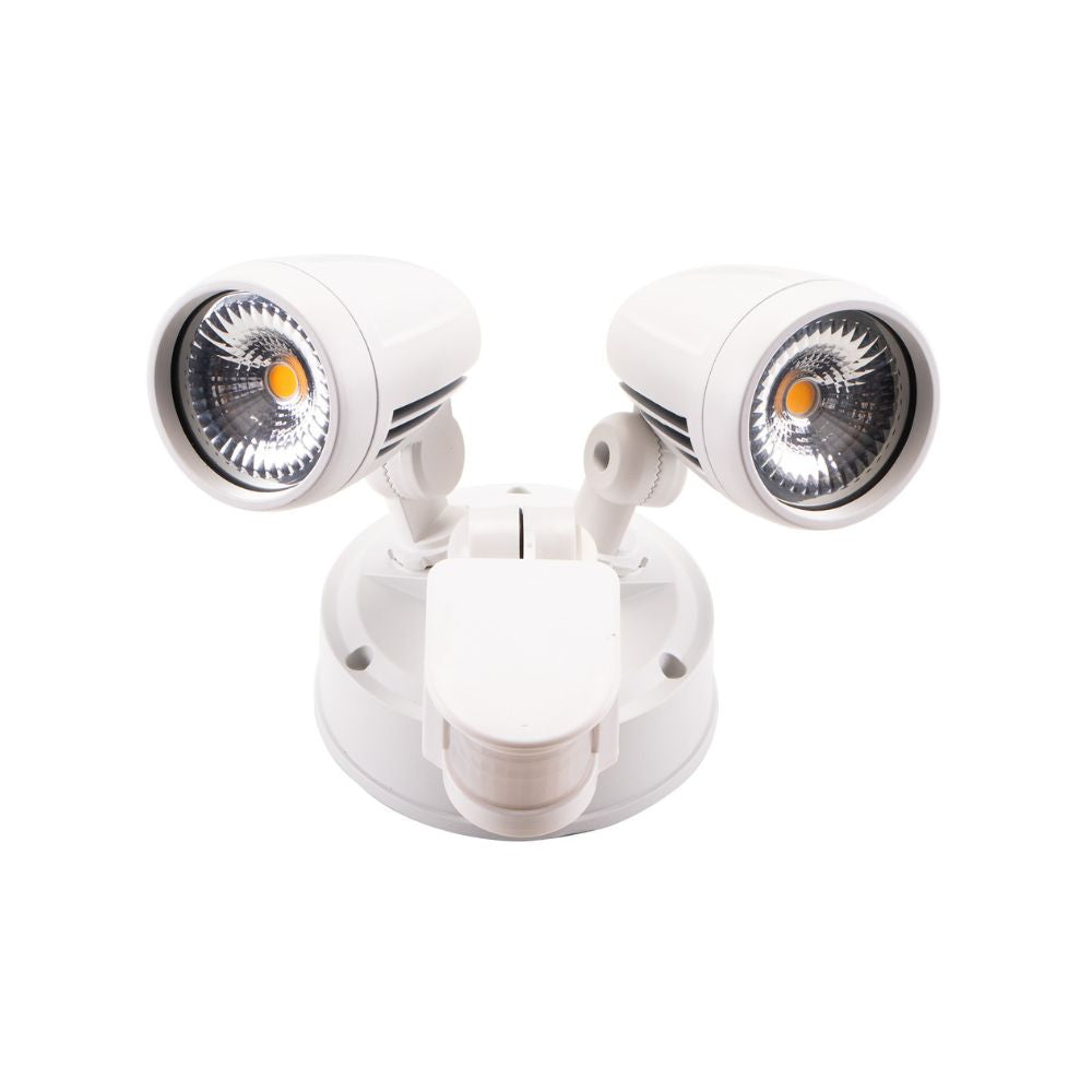 Lummax EXWB826S - 26W LED Single Colour Twin Head Exterior Spotlight With Sensor IP44