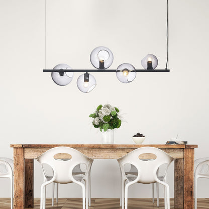 Sinus 5 Light Pendant Black & Smoked Glass - SL64413/5BK-Island Pendant Lights-Oriel Lighting