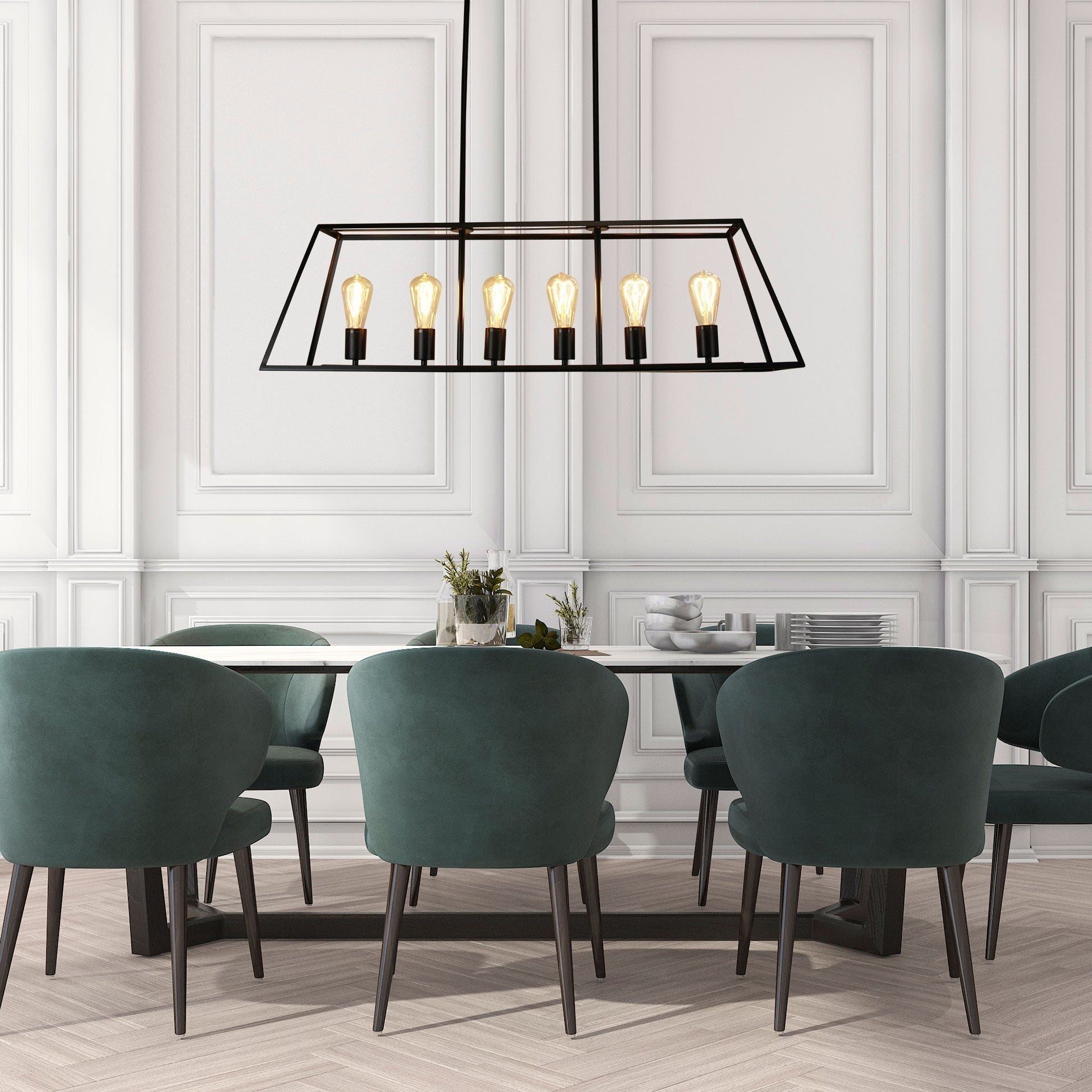 Southport 6 Light Pendant Black - SL66906BK-Island Pendant Lights-Oriel Lighting