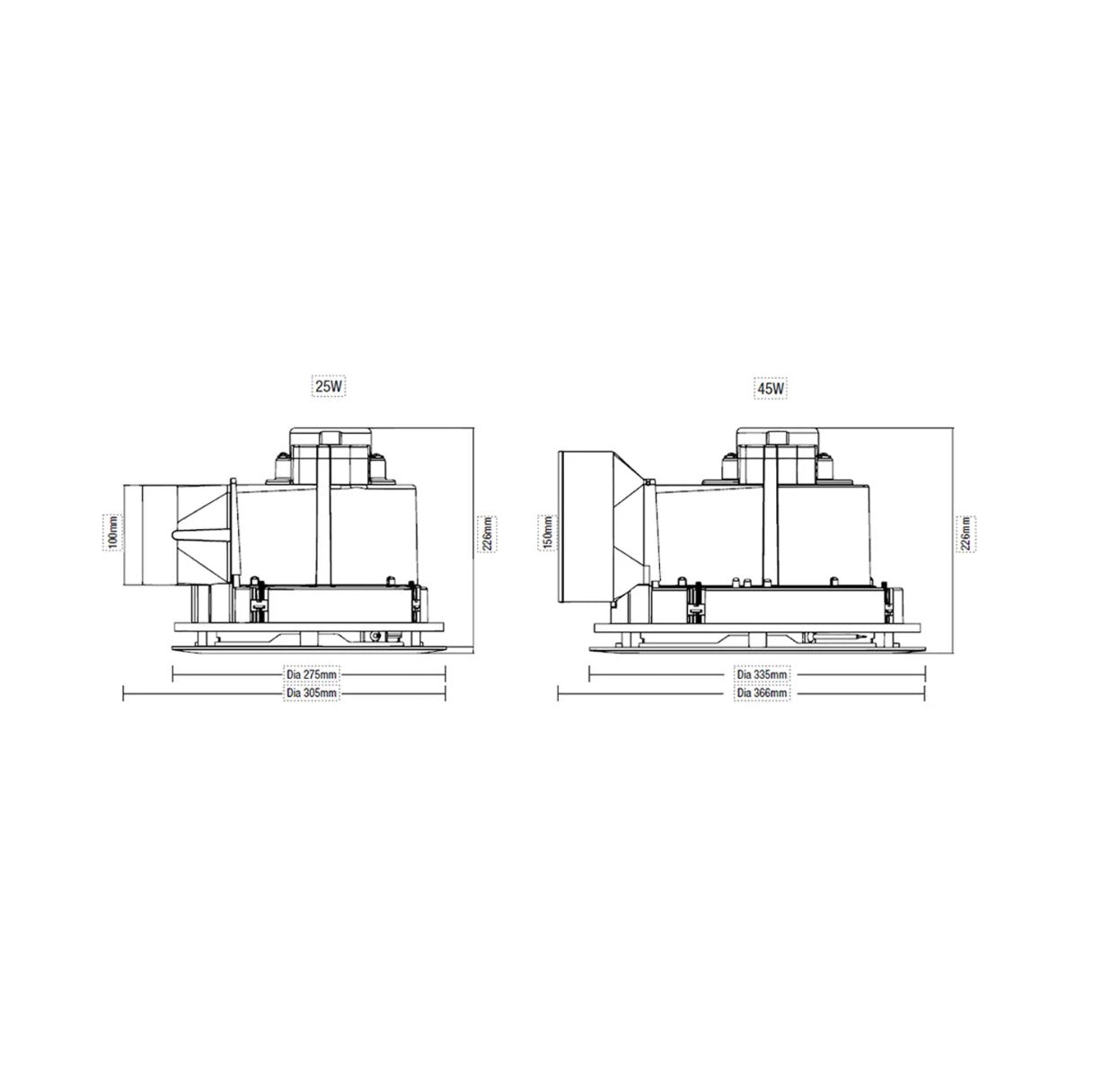 Martec Saturn 275mm / 335mm Round Exhaust Fan with Tricolour LED Light