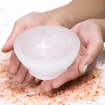 Selenite Fire Bowl With Citrine Rough on Large LED Base