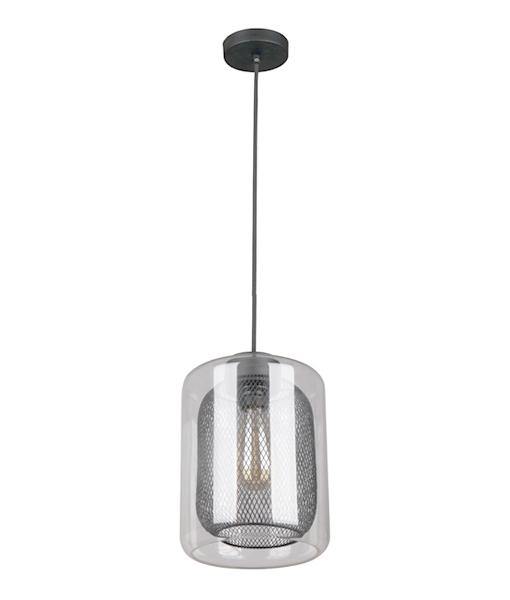 TONO Black Internal Mesh With Clear Glass 1 Light Pendant - TONO1-Pendant Lights-CLA Lighting