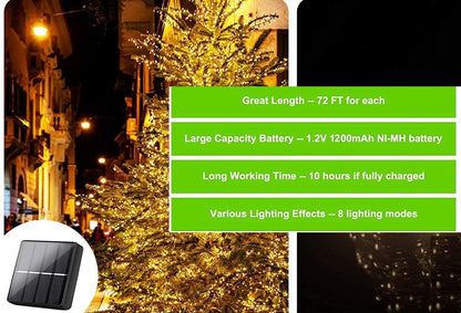 20M Solar Powered Outdoor Fairy Lights with 8 Lighting Modes